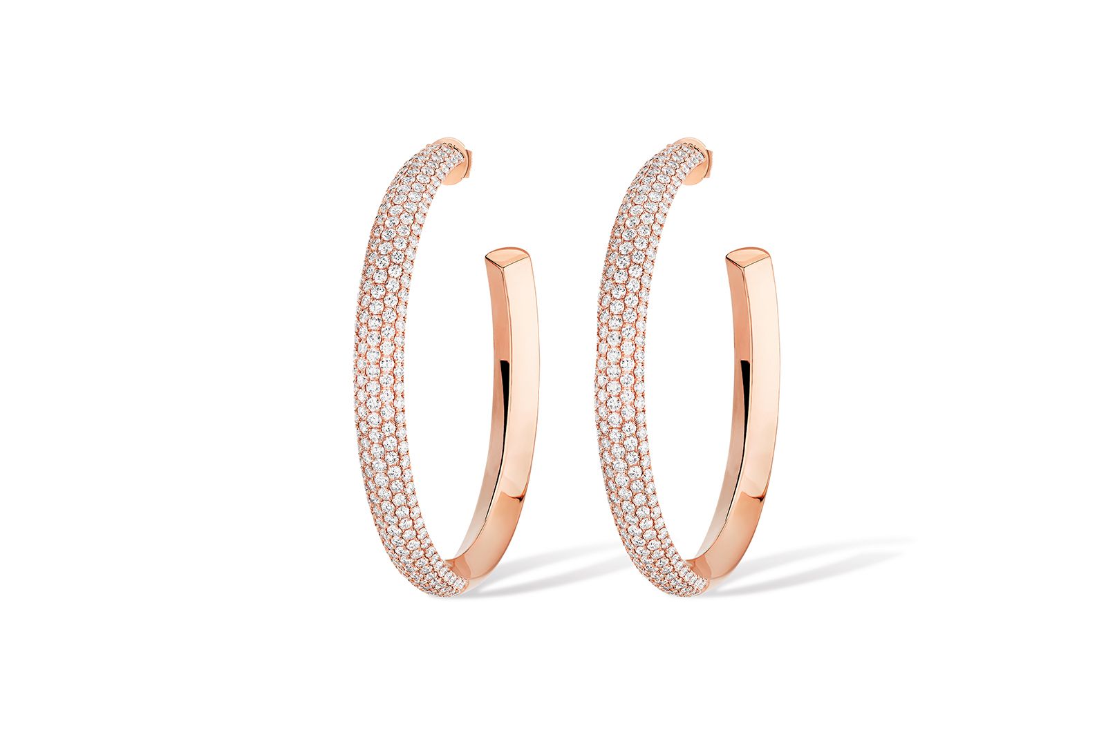  Messika pink gold and diamond pave Divine Enigma hoop earrings from the Beyond the Light High Jewellery collection