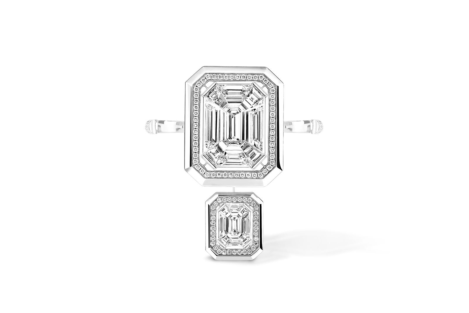  Messika white gold and diamond Divine Enigma double ring from the Beyond the Light High Jewellery collection