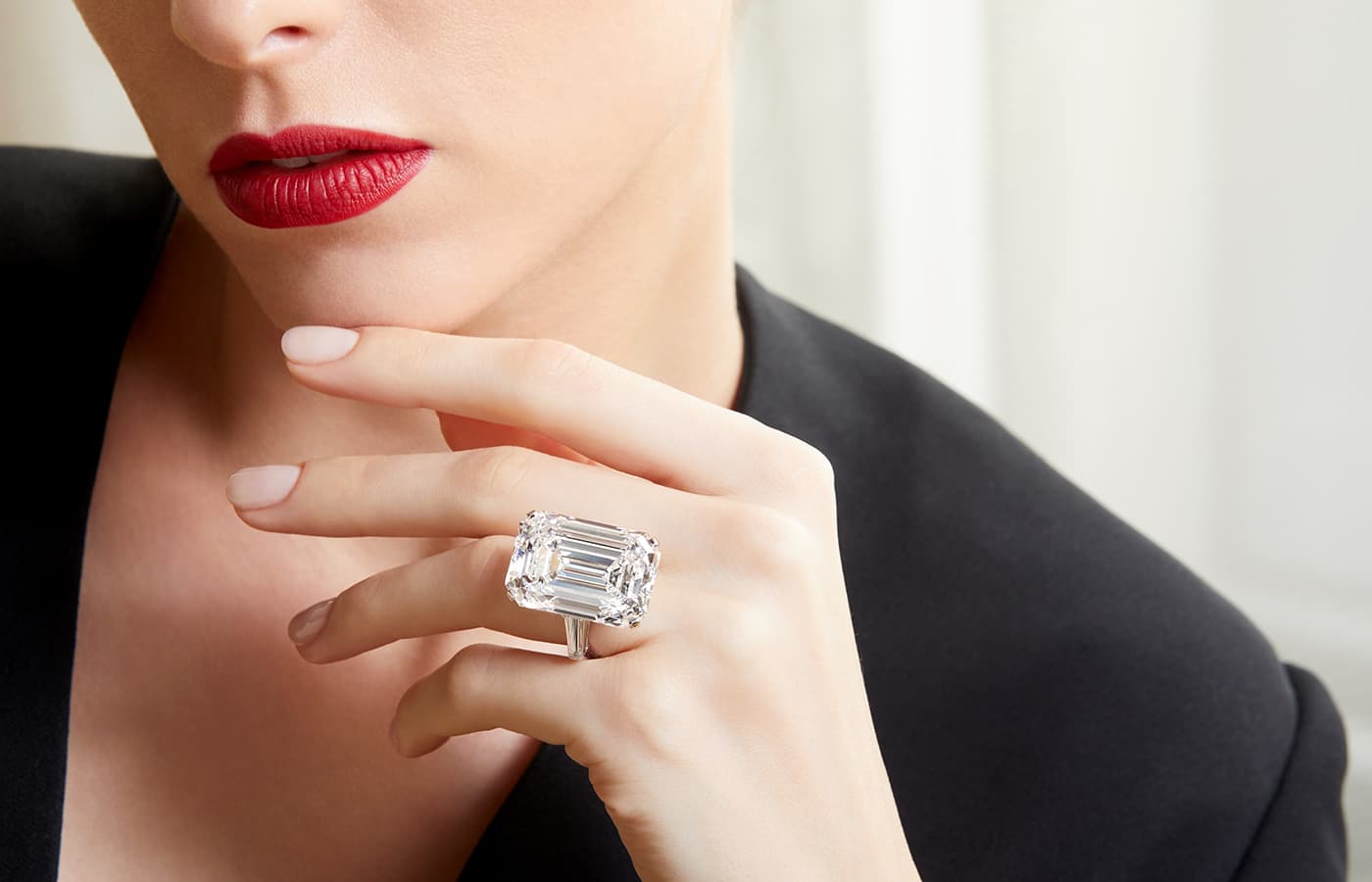  Ronald Abram 48.77 carat emerald-cut diamond ring