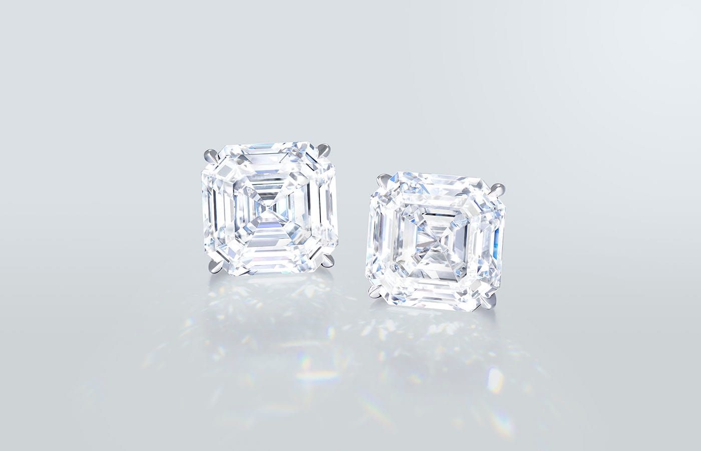  Ronald Abram 20.16 carat asscher-cut diamond ear studs 