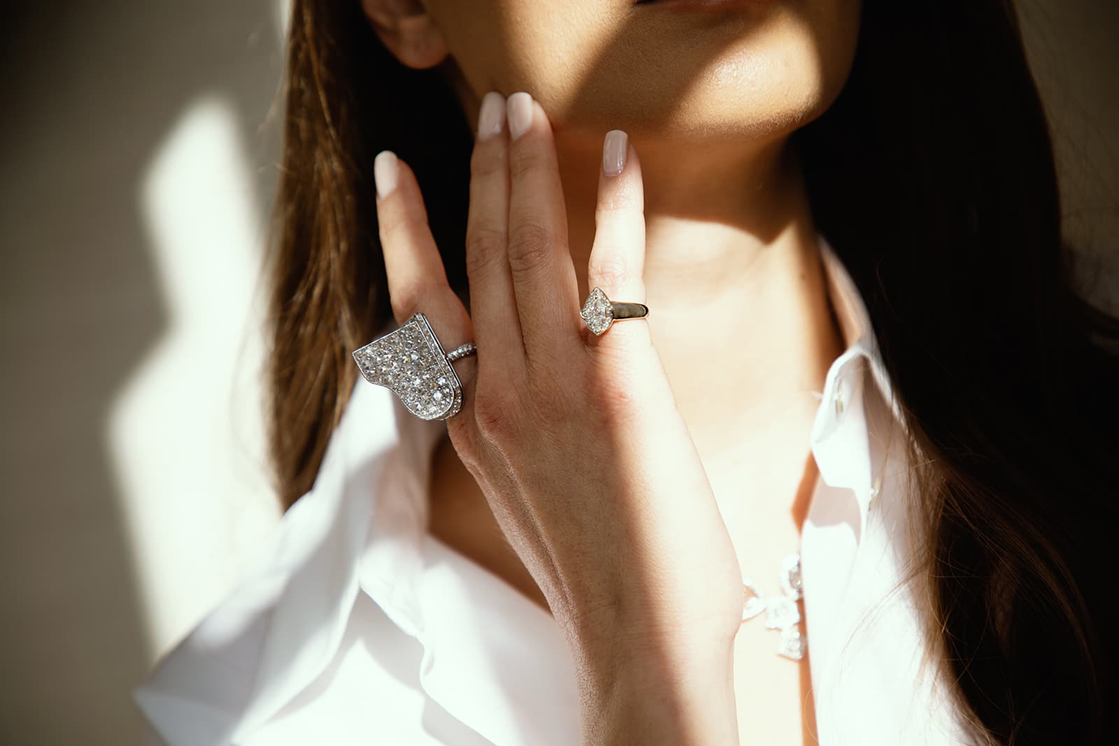  K&Co London Piano ring with round brilliant, rose-cut and baguette-cut diamonds