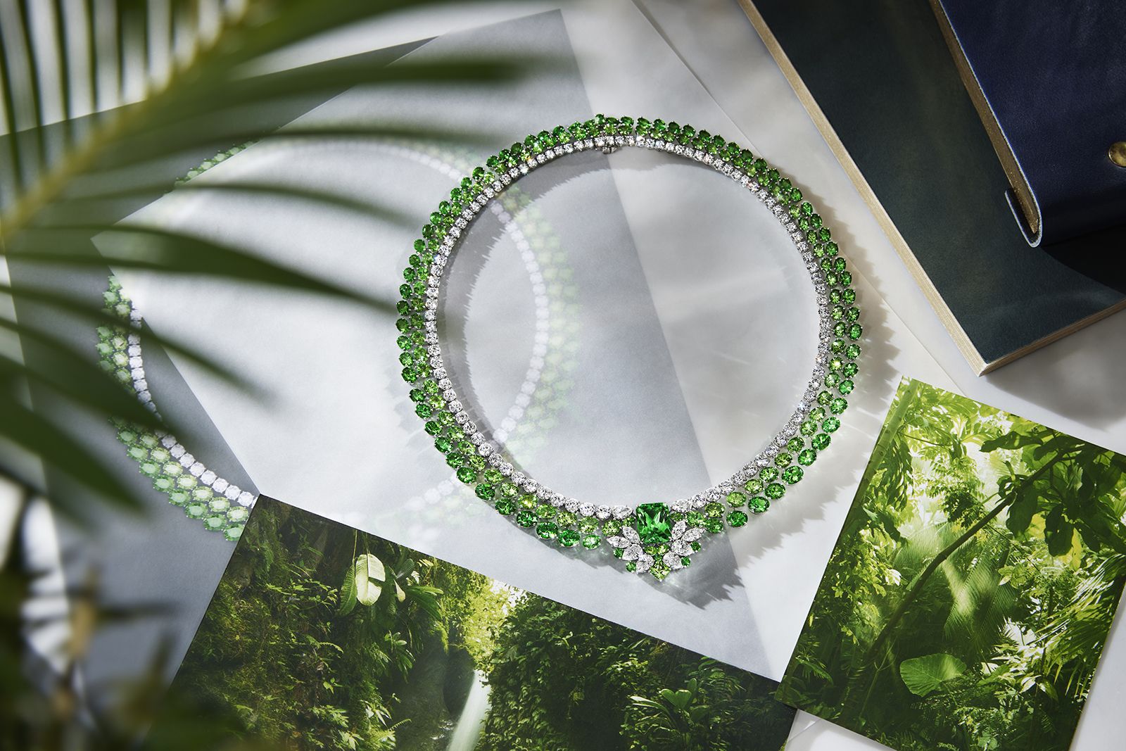 Harry Winston tsavorite, diamond and white gold Rainforest necklace from the Majestic Escapes High Jewellery collection 