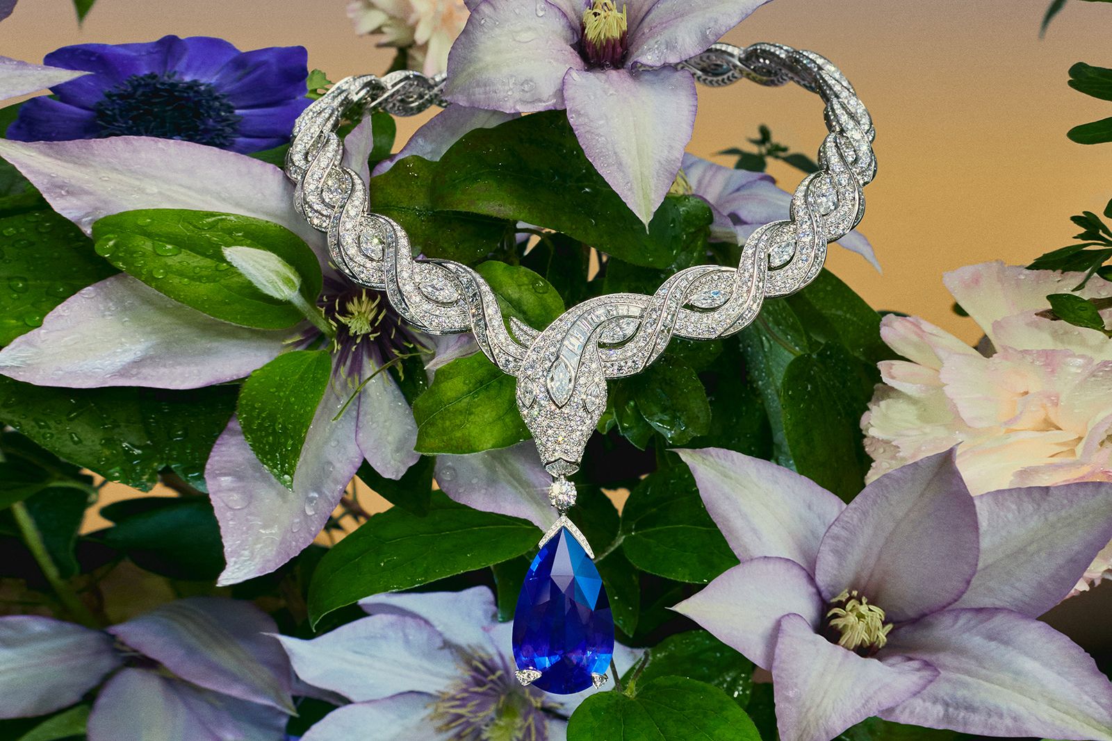 Bulgari platinum, sapphire and diamond High Jewellery necklace