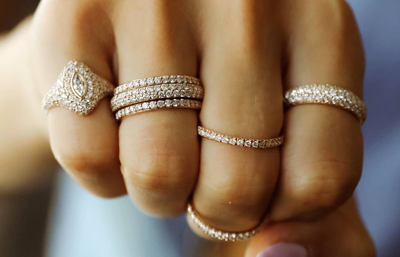  Carbon & Hyde gold and diamond Marquis Bling rings