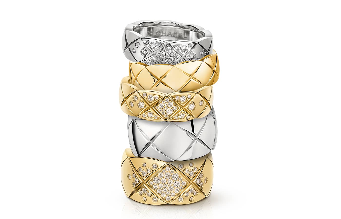  Chanel white and yellow gold Coco Crush rings