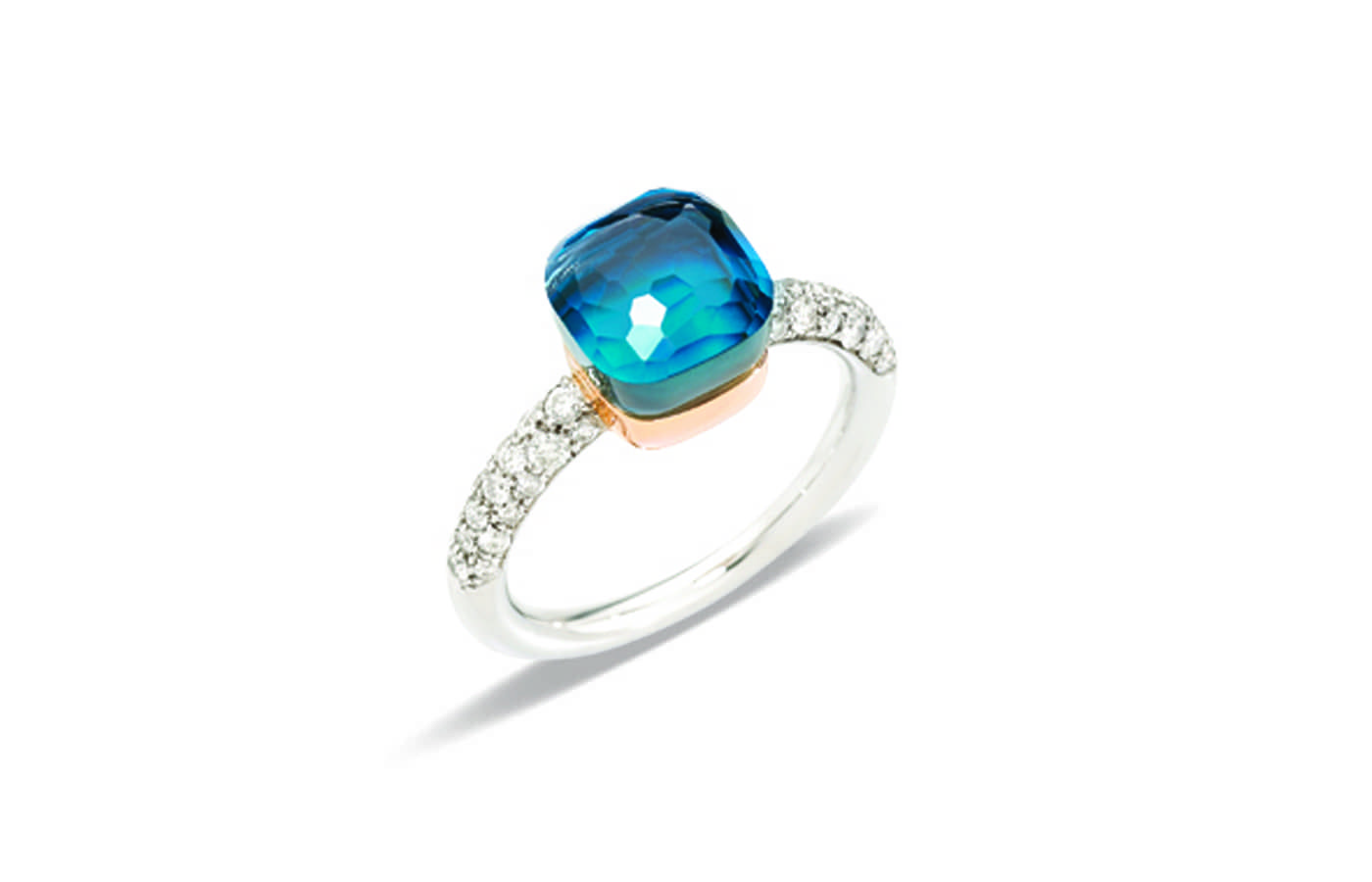  Pomellato white gold, topaz and diamond Nudo Classic Petit ring