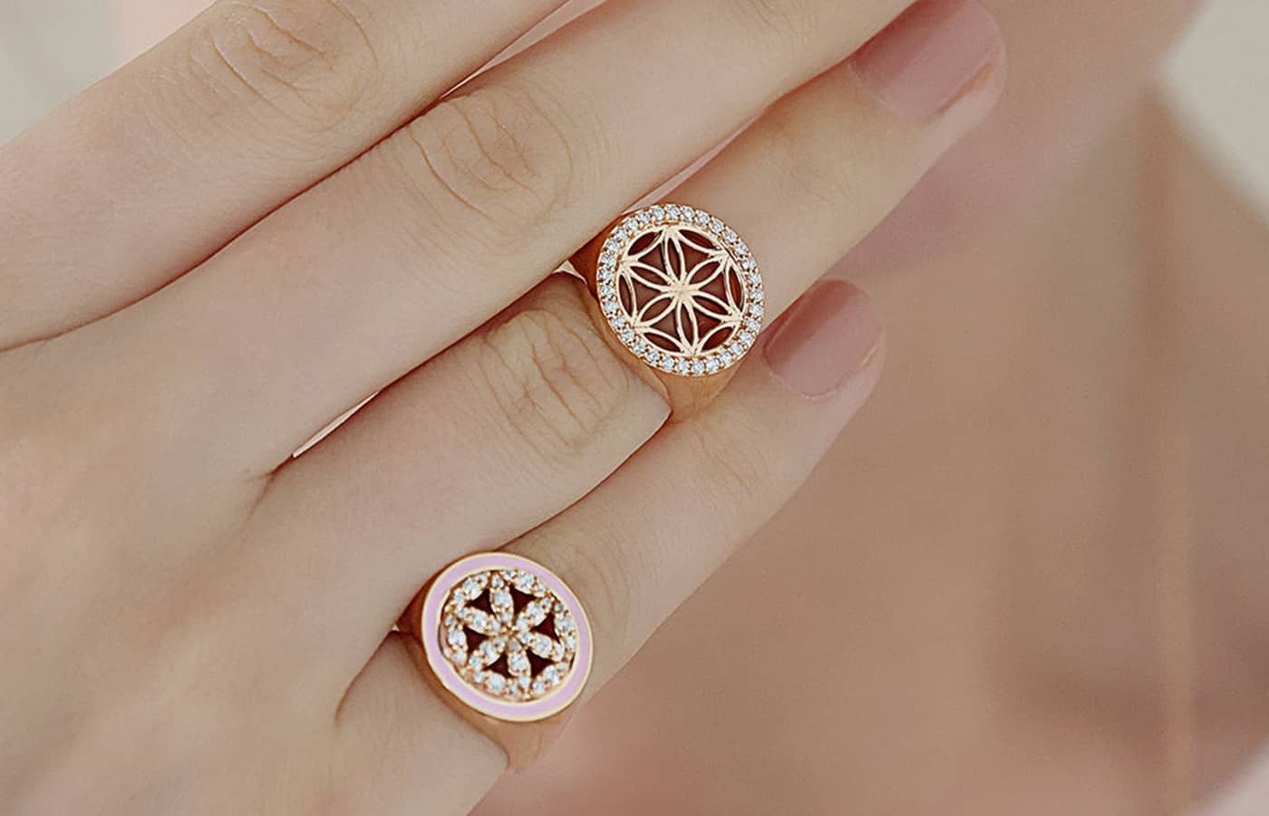  Misk gold and diamond Signet rings