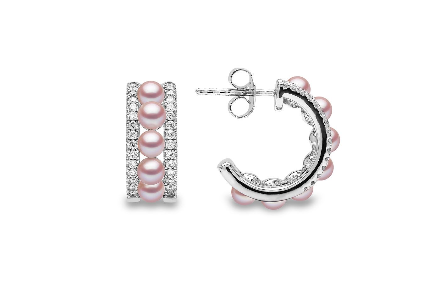  Pink Freshwater pearl and diamond earrings from the Yoko London Eclipse Collection