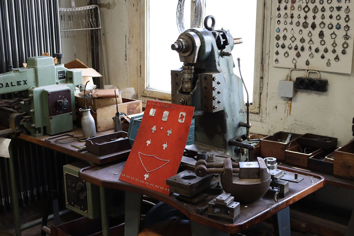  Different pendants made in the past at the Jakob Bengel Industrial Museum when it was a factory