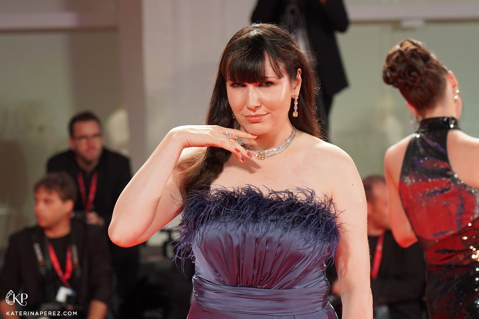  Katerina Perez wearing Hassanzadeh jewellery on the red carpet in Venice