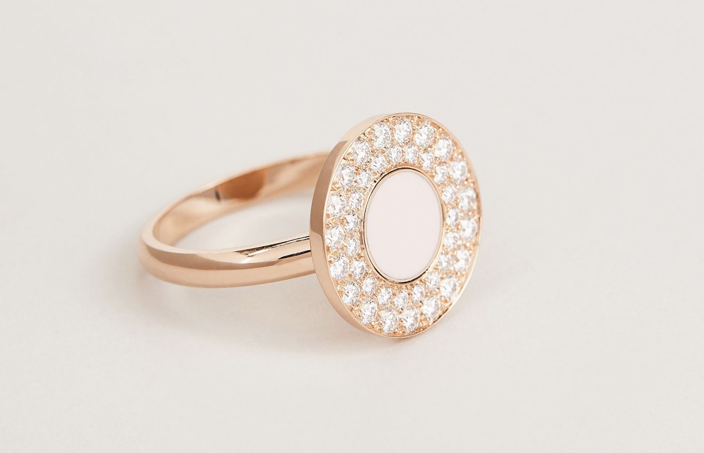  Paris lacquered ring with diamonds in rose gold by Ferrat Paris
