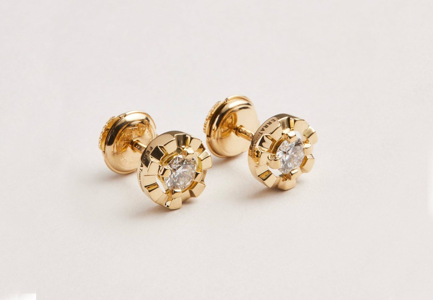  Paris yellow gold solitaire earrings by Ferrat Paris 