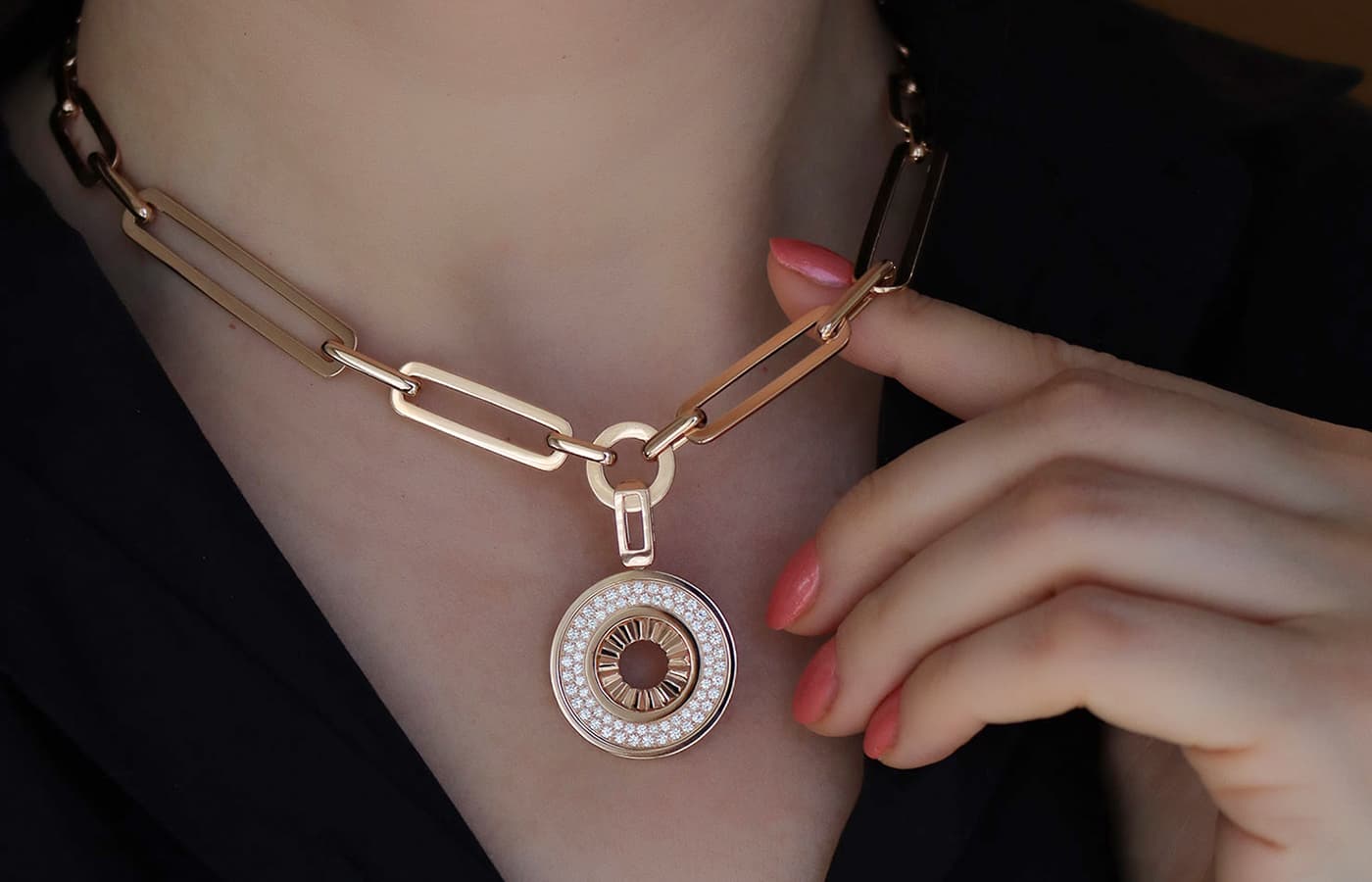 Ferrat Paris Persona Internal Ray pendant necklace with diamonds in rose gold