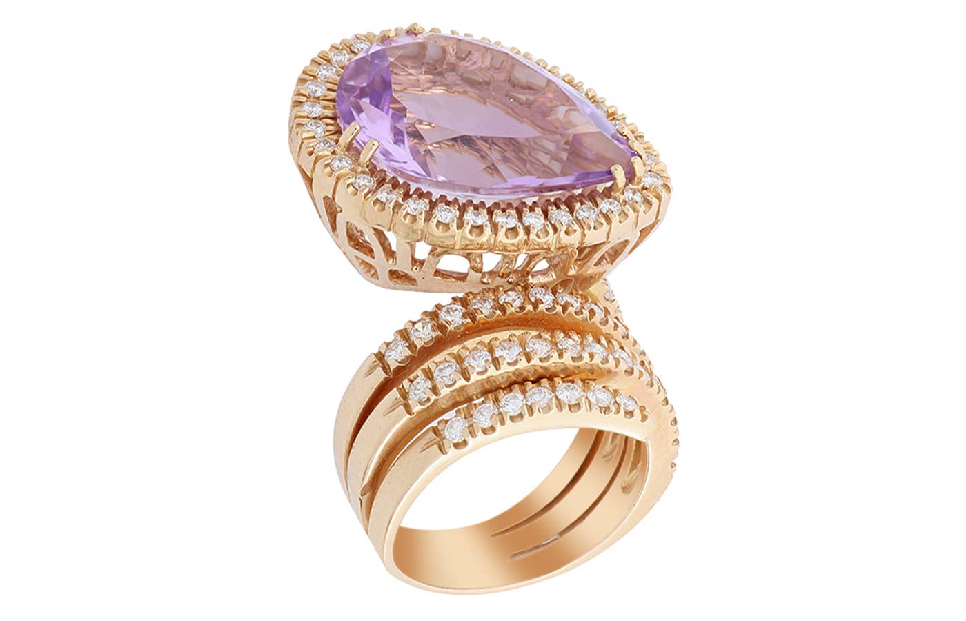  De' Lazzari-Oro Addosso ring with an amethyst and diamonds in rose gold 