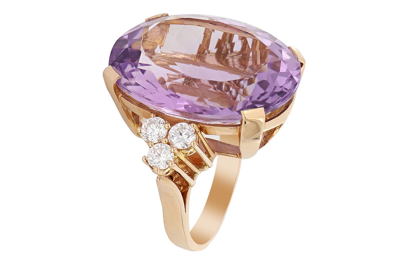  De' Lazzari-Oro Addosso ring with a large amethyst and diamonds in rose gold