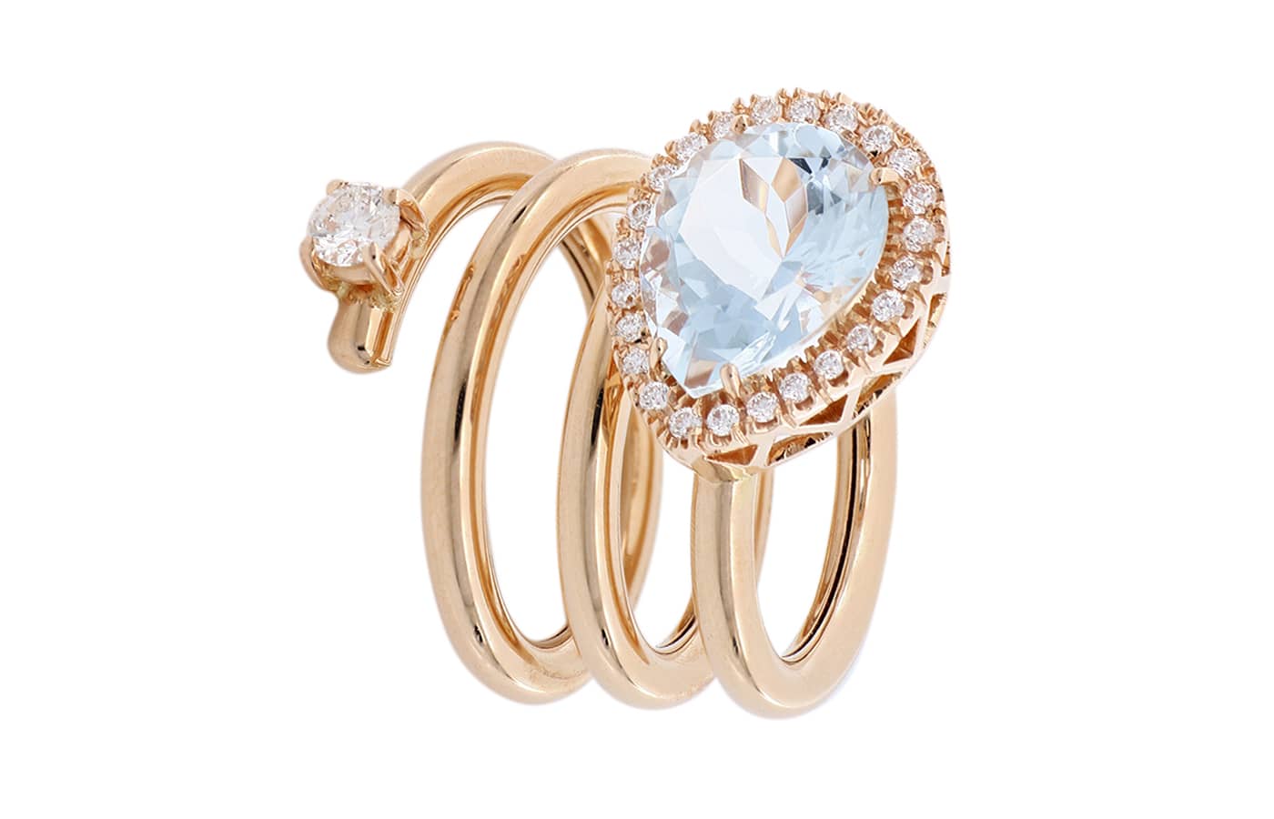 De' Lazzari-Oro Addosso ring with aquamarine and diamonds in rose gold