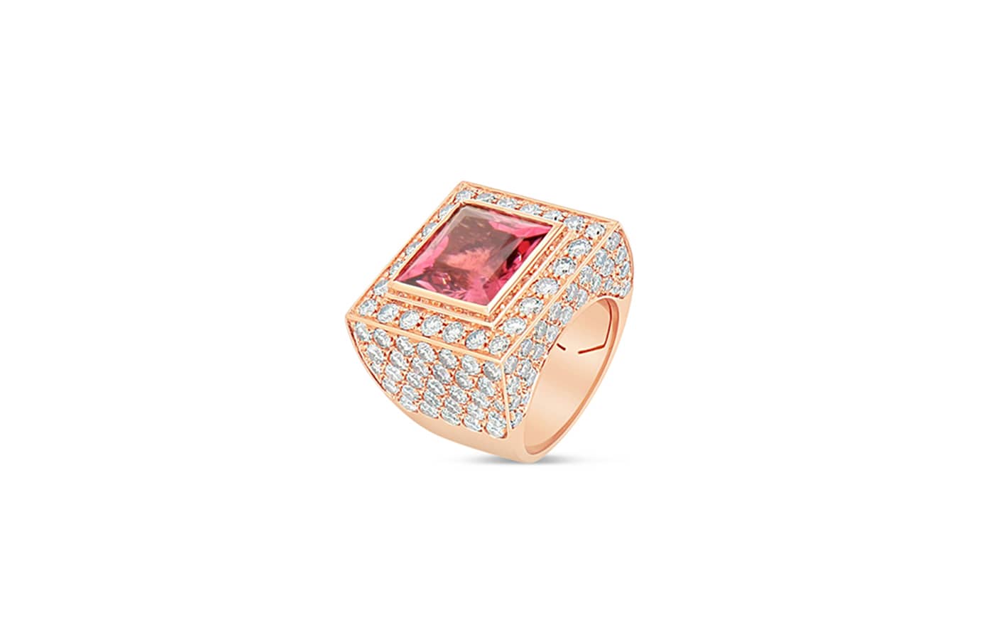  De' Lazzari-Oro Addosso cocktail ring with a square-cut tourmaline and diamonds in rose gold