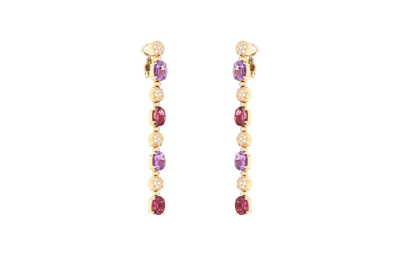  De' Lazzari-Oro Addosso earrings with diamonds, amethyst and tourmalines in rose gold