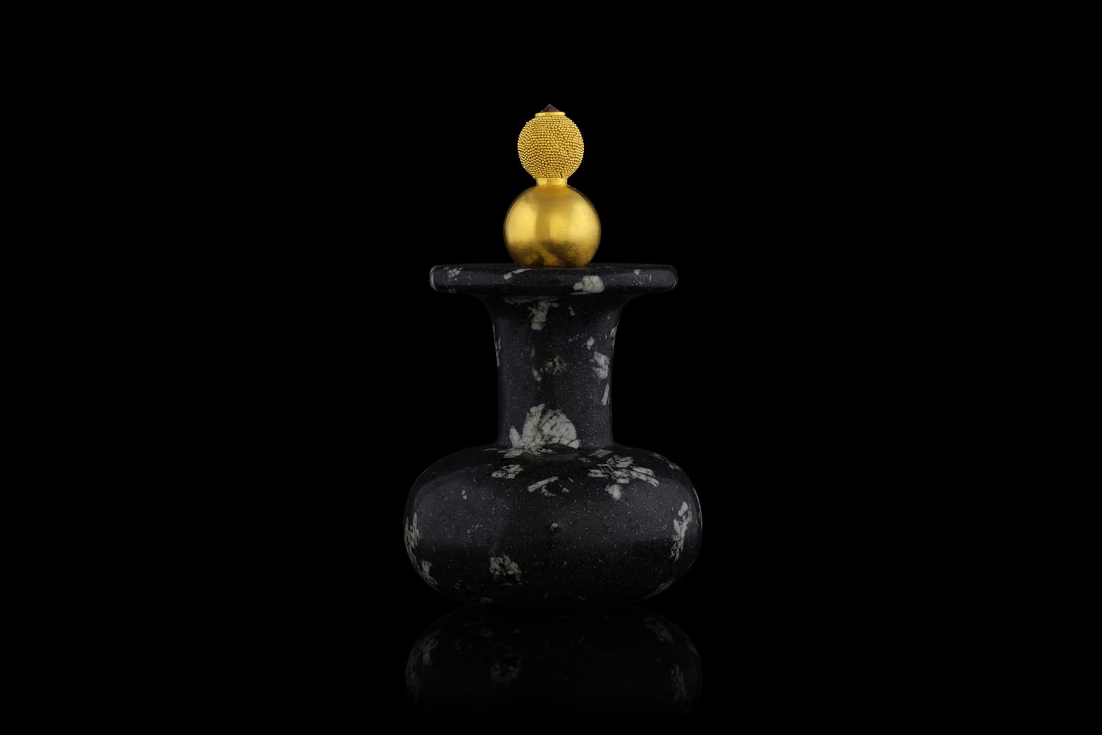  Loren Nicole Porphyry flask with 22k gold stopper/pendant necklace from the Vessels Made Wearable collection