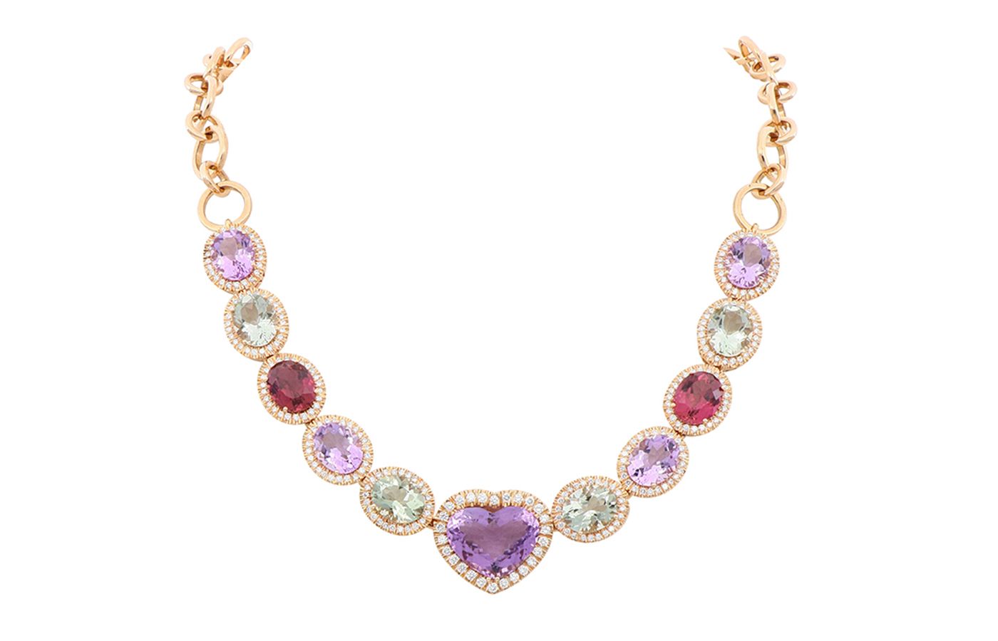  De' Lazzari-Oro Addosso necklace with coloured gemstones and diamonds in rose gold