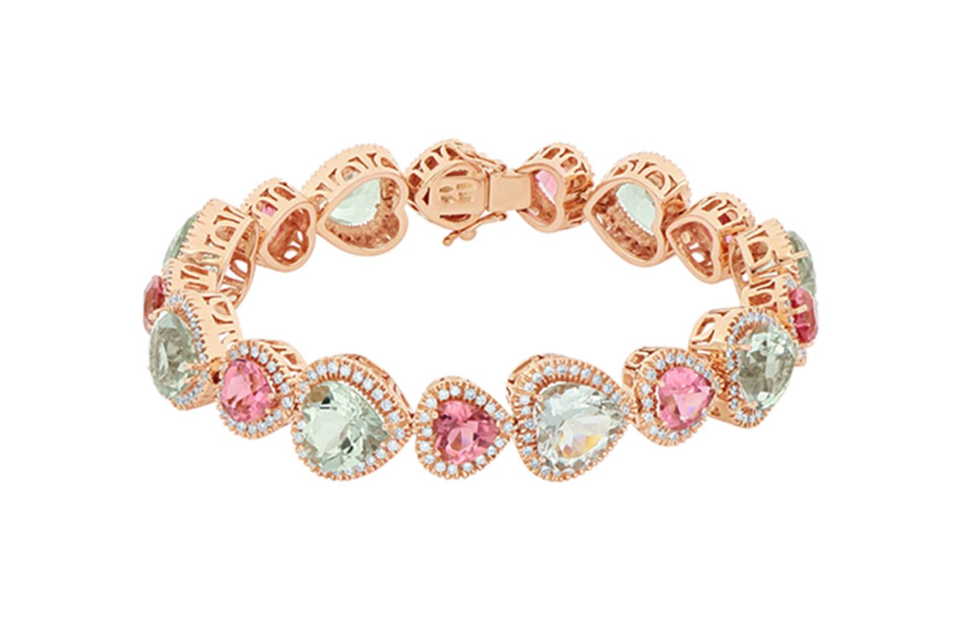 De' Lazzari-Oro Addosso coloured gemstone and diamond bracelet in rose gold