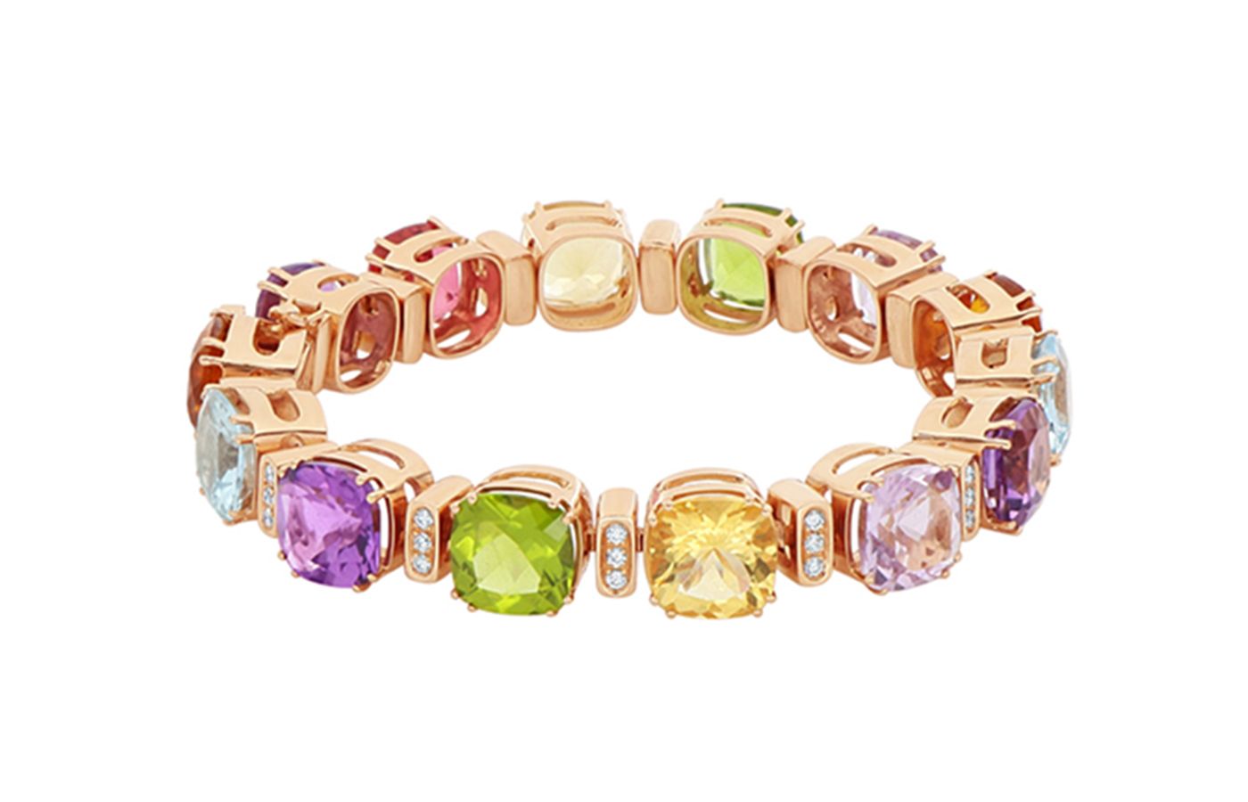  De' Lazzari-Oro Addosso coloured gemstone and diamond bracelet in rose gold