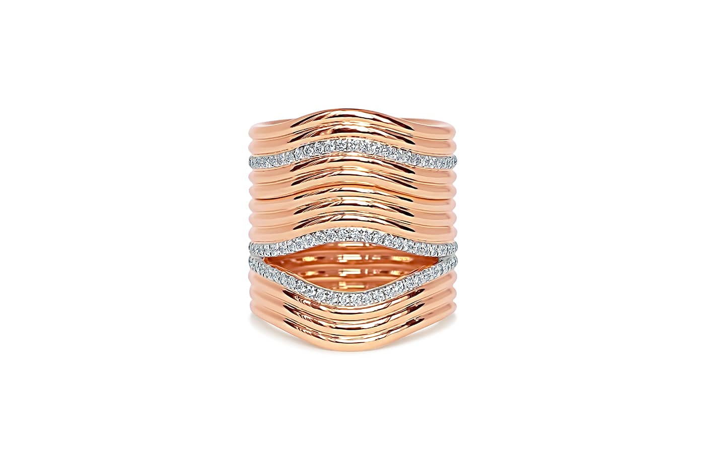   Almasika 18k rose gold and diamond Stacked Berceau Huit ring
