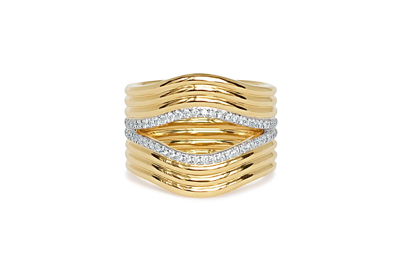  Almasika 18k yellow gold and diamons Berceau Huit ring 