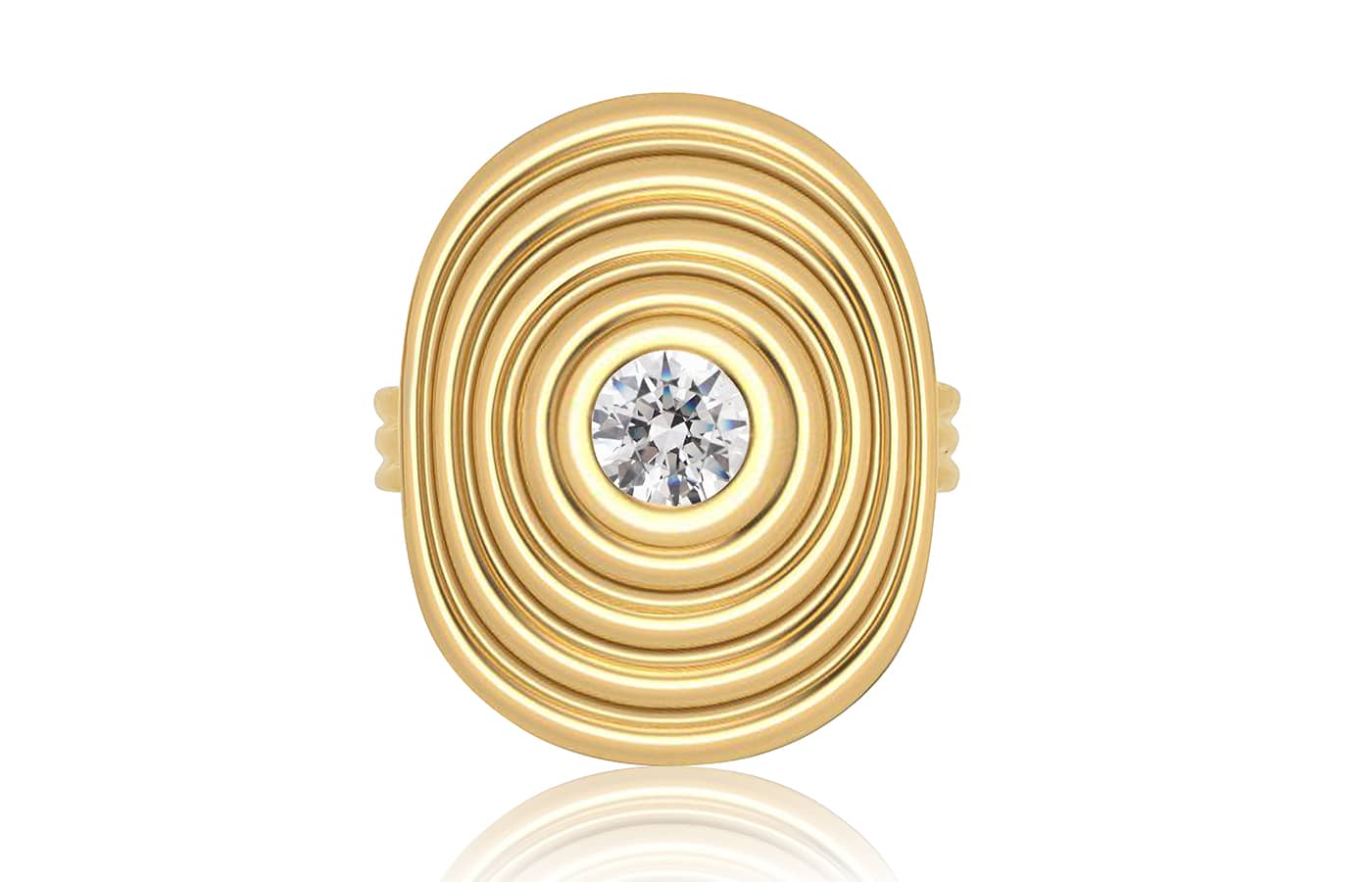  Almasika 18k yellow gold and diamond Universum Ring with Centre Diamond