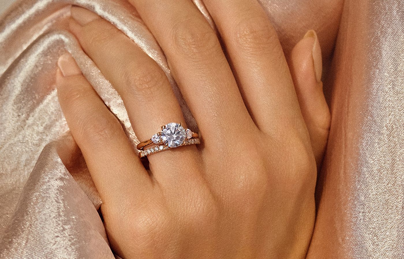 77 Diamonds 18k yellow gold and diamond Florence Trilogy engagement ring with 18k yellow gold and diamond Half Vogue Claw ring