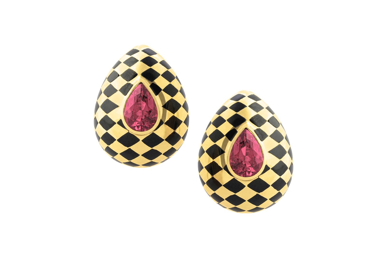  Angela Cumming gold, amethyst and onyx earrings sold by Omnēque