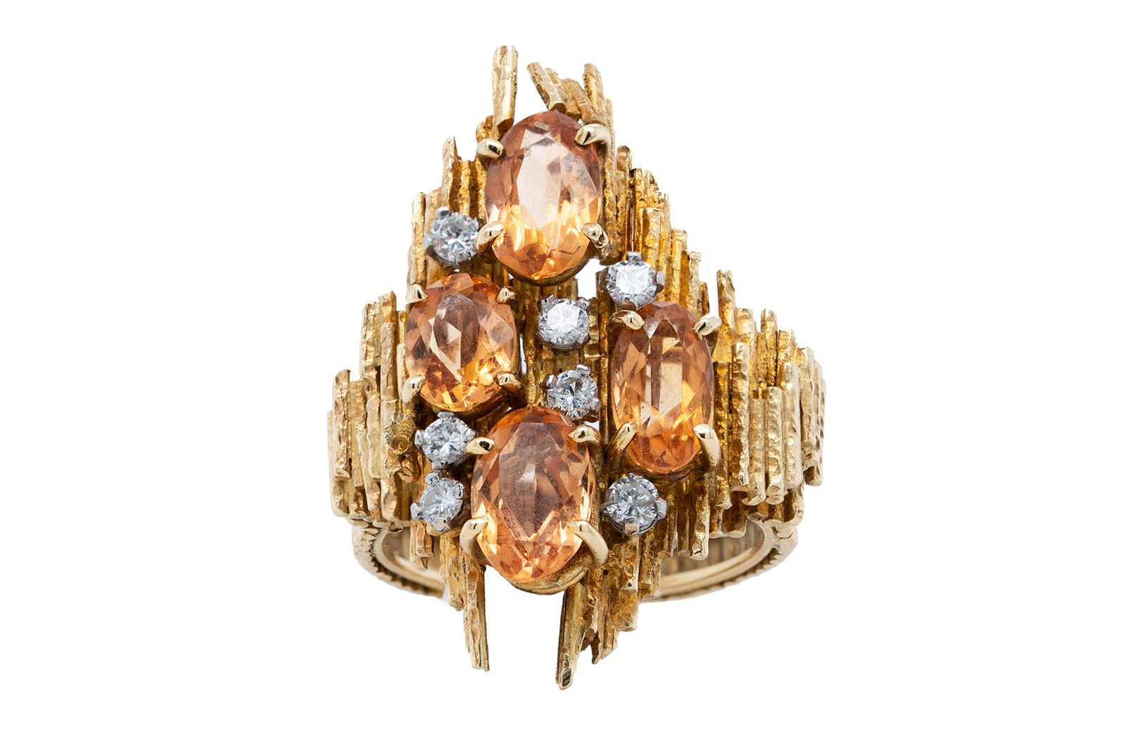  Omnēque precious gold, coloured gemstone and diamond ring