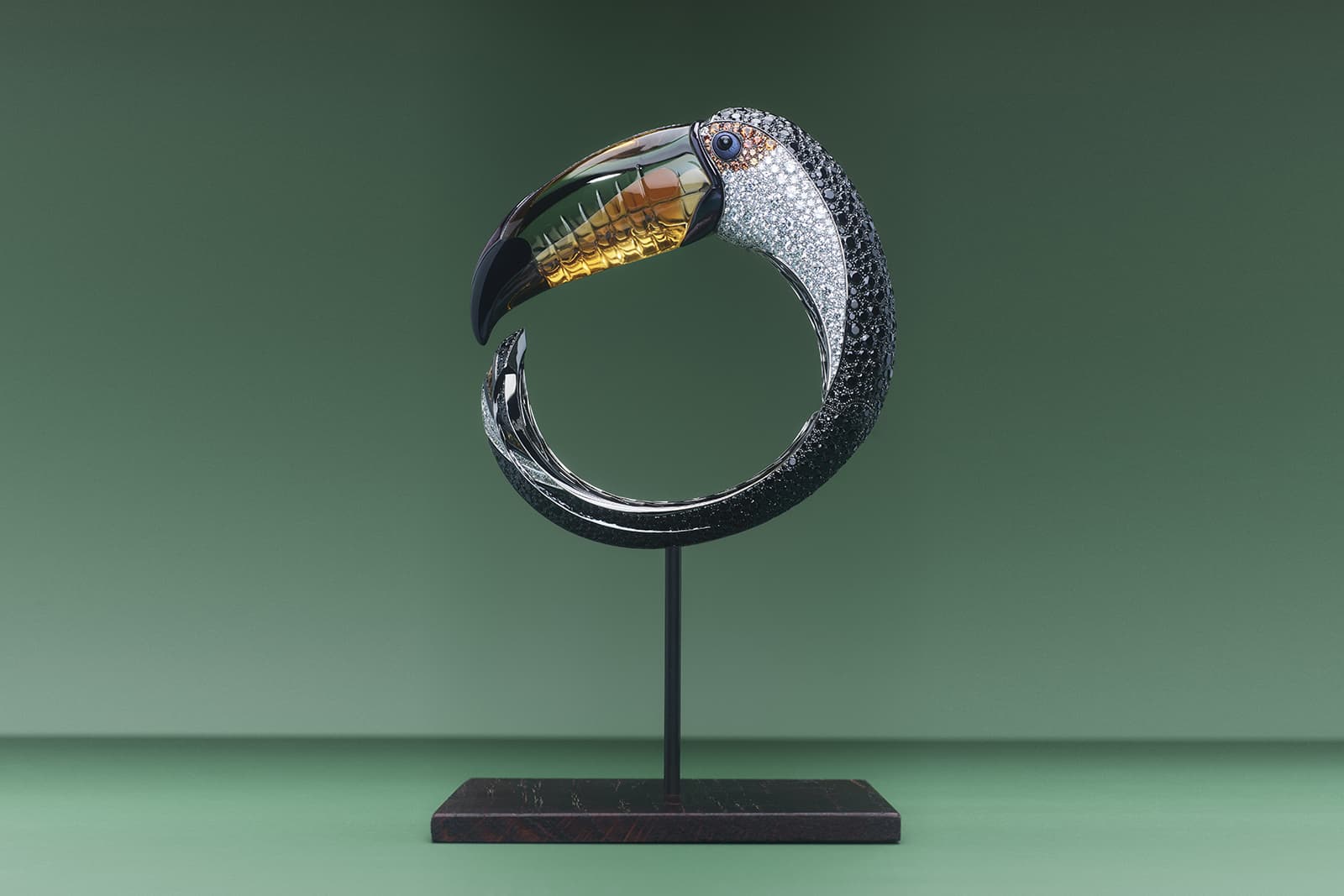 Boucheron citrine, rubellite, spinel and titanium Toucan bracelet from the Carte Blanche Ailleurs High Jewellery collection