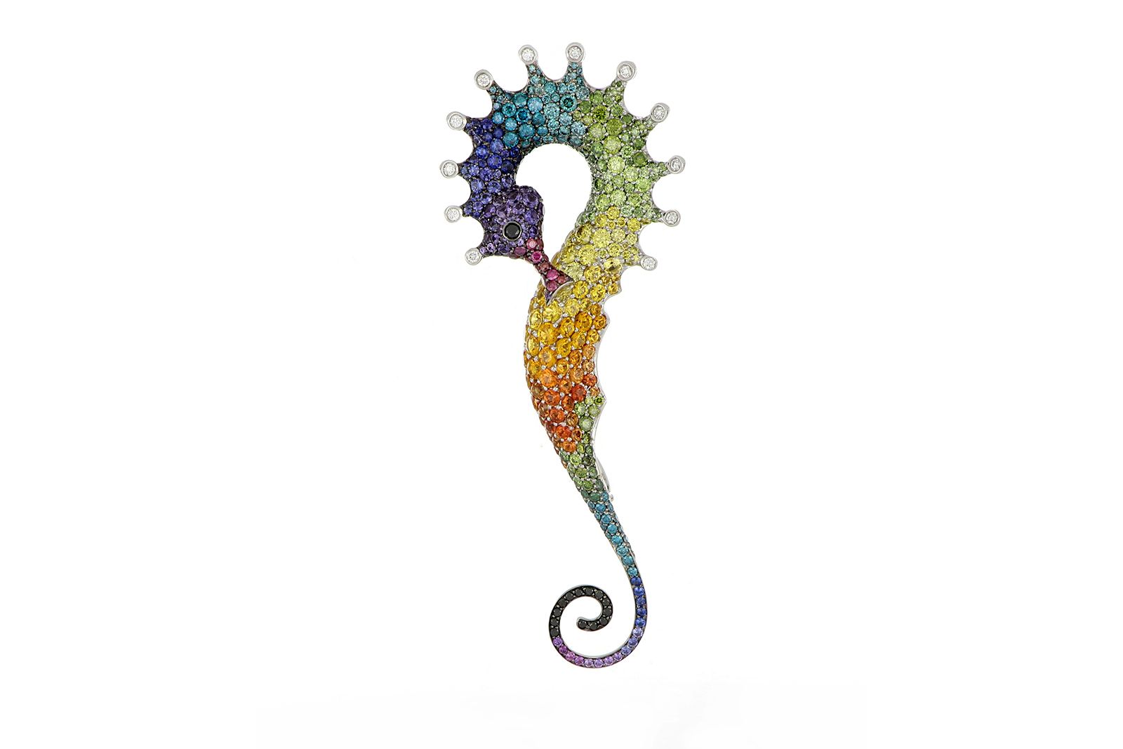  Palmiero Seahorse brooch with multi-coloured gemstones 