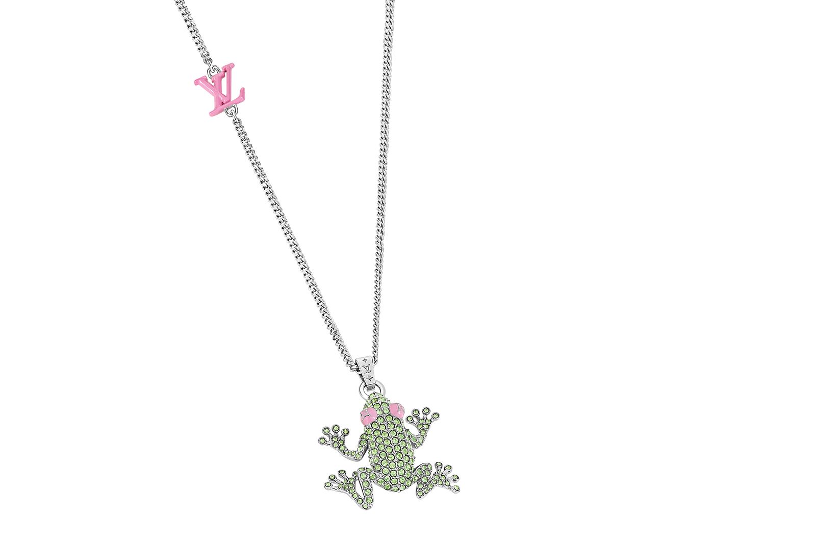  Louis Vuitton Crazy Animals necklace in green and pink enamel