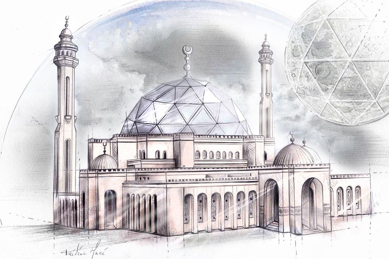  A sketch of the Qannati Objet d'Art Al Fallah Quantum timepiece 