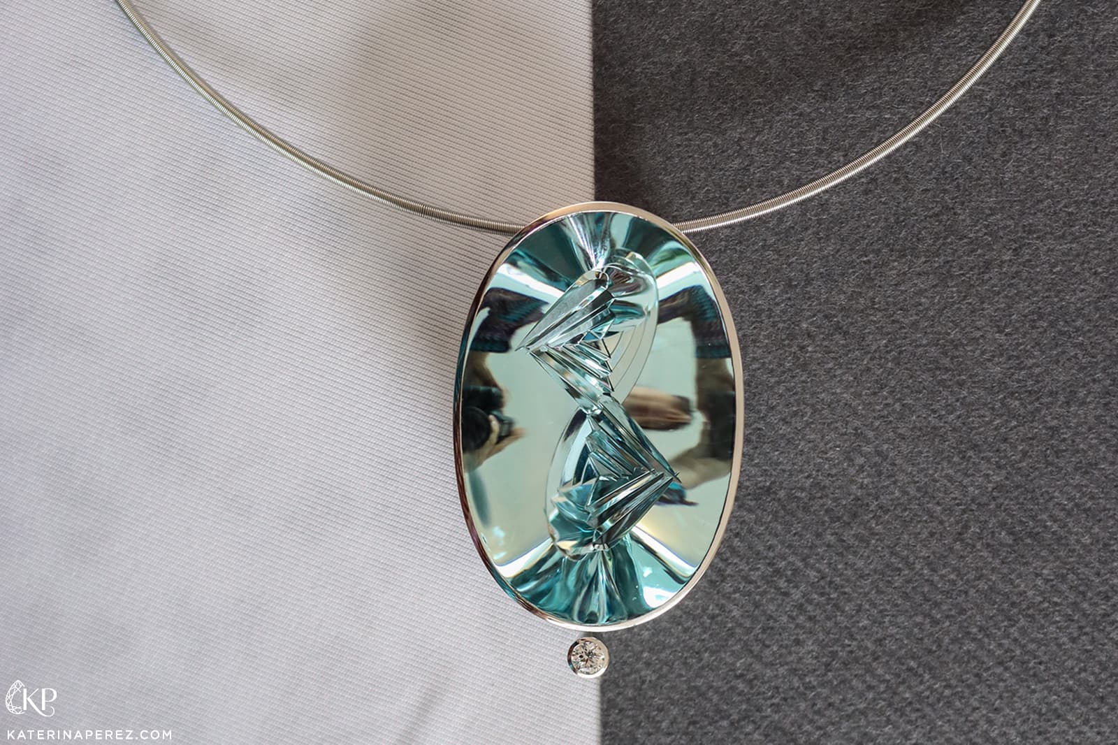  The Atelier Munsteiner Maverick necklace with a 172.73 carat aquamarine and a brilliant-cut diamond