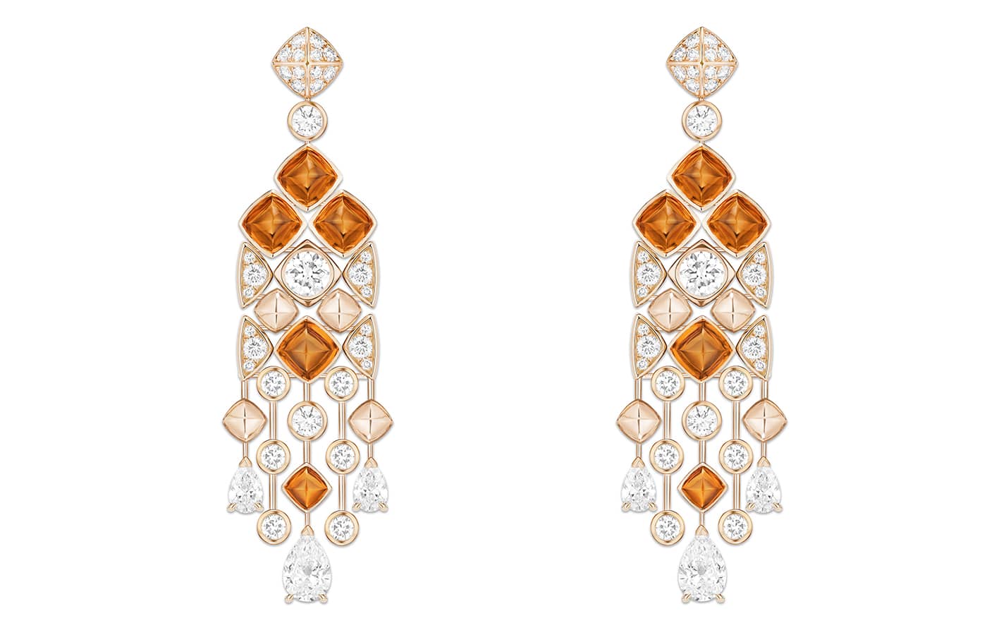  Piaget Audacious Savor earrings in rose gold, spessartite and diamond, from the Solstice by Piaget High Jewellery Collection, Chapter Two  