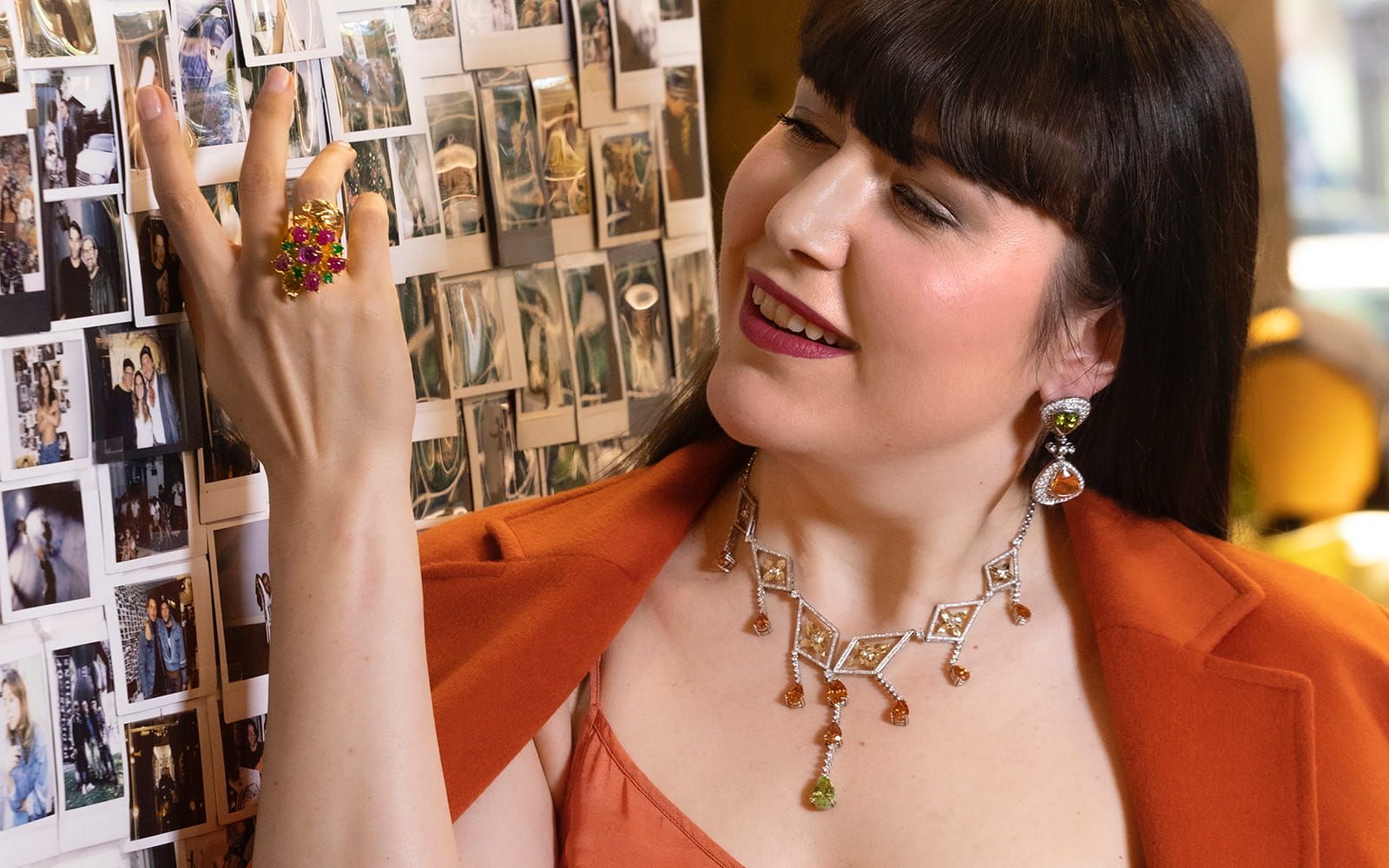 Katerina Perez wears jewellery by Nathalie Knauf Jewels