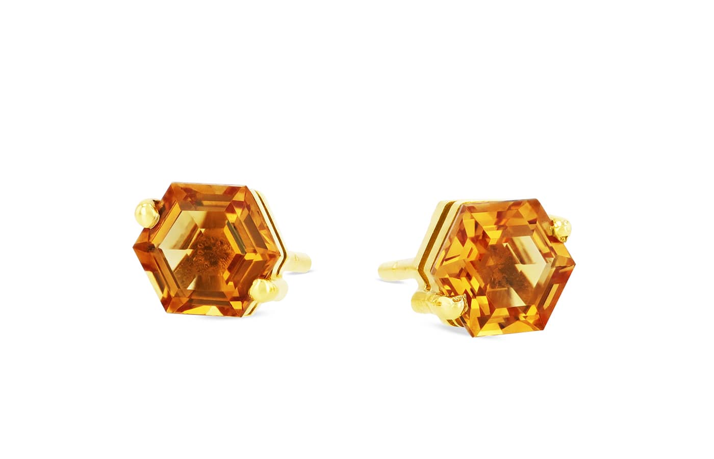  Suzanne Kalan Amalfi Collection stud earrings in yellow gold and hexagon citrine
