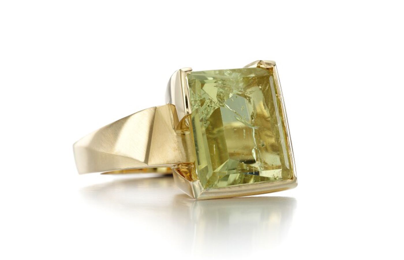 Yellow gold and citrine ring by Melanie Eddy