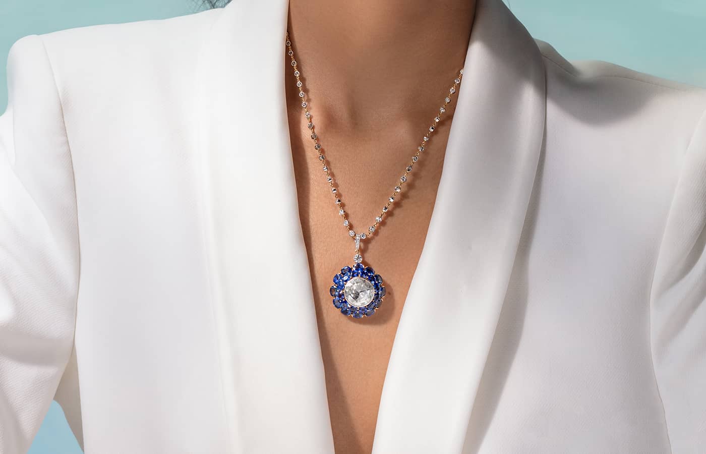  Sapphire and diamond High Jewellery necklace by Alok Lodha