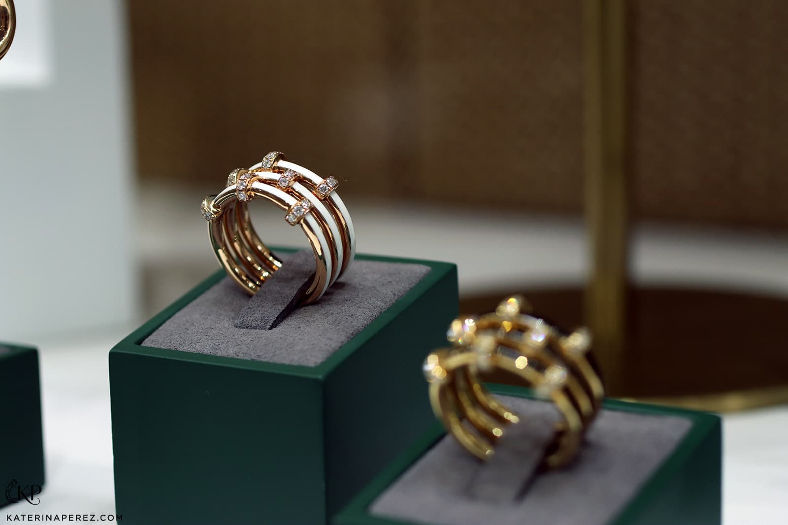  State Property Idris Bone White Triplet ring with gold, enamel and diamonds 