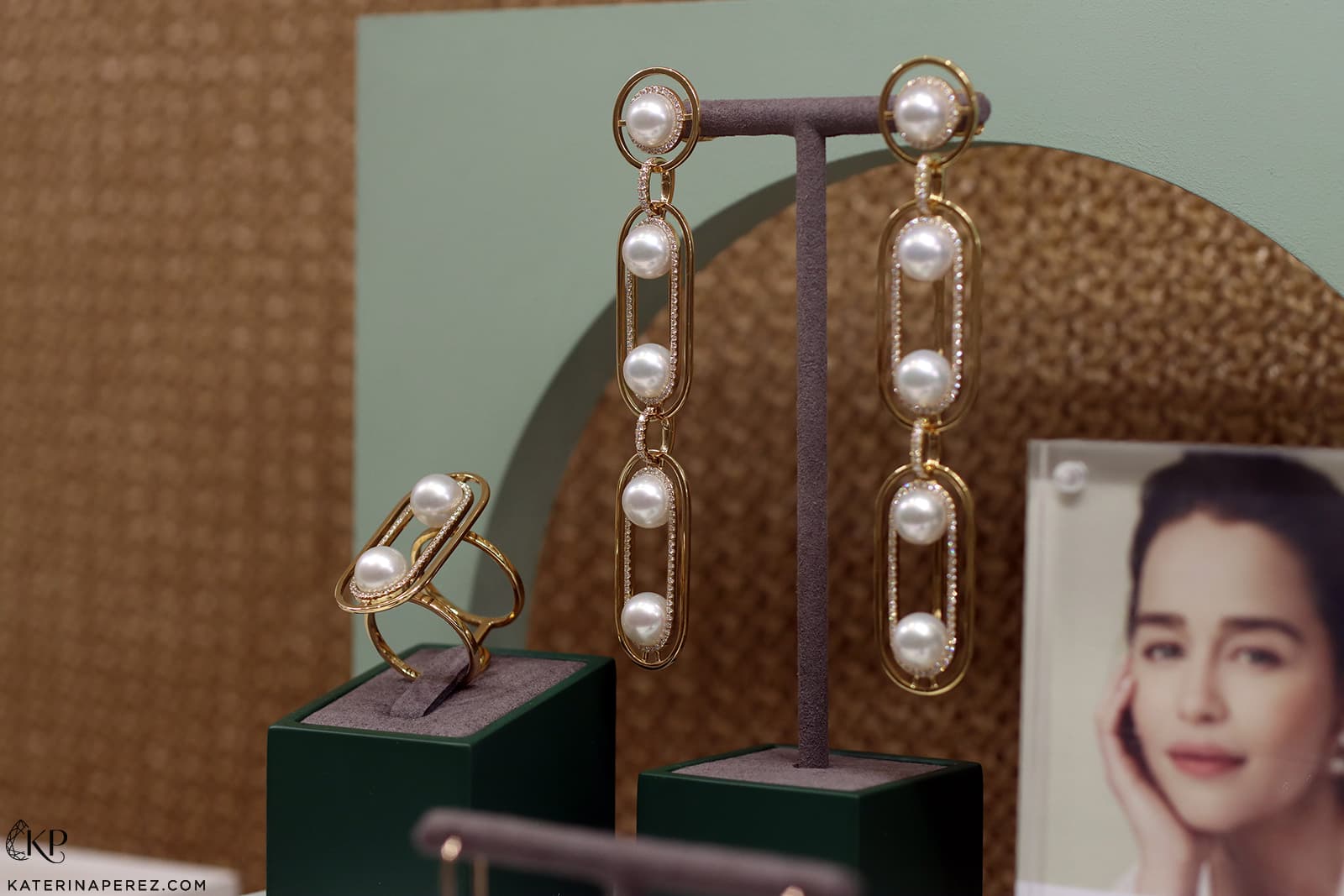 State Property Ellipsis Drop earrings with South Sea pearls and diamonds in 18k yellow gold