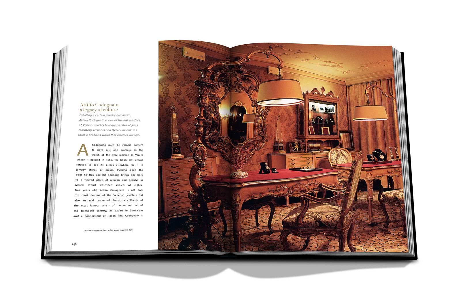  Inside shot of the Jewelry Guide -The Ultimate Compendium by Fabienne Reybaud featuring an image of the interior of the shop of Venice's most famous jeweller Attilio Codognato