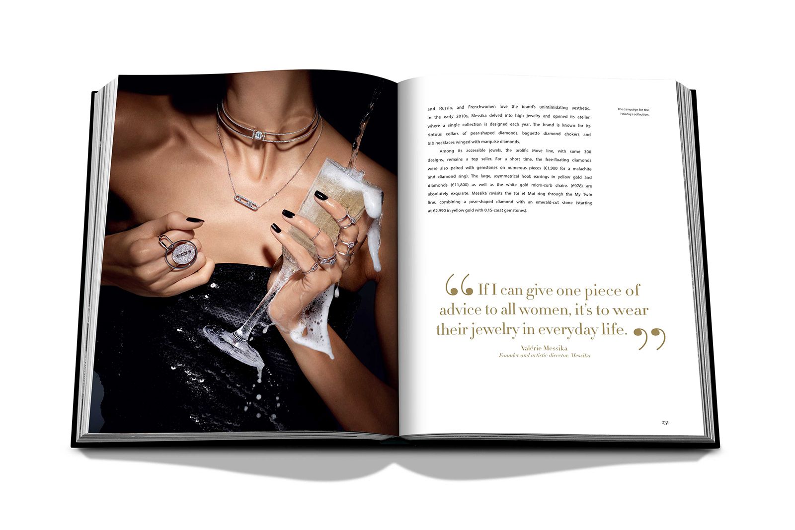  Inside shot of the Jewelry Guide -The Ultimate Compendium by Fabienne Reybaud featuring an image of the Messika holiday camapigne 