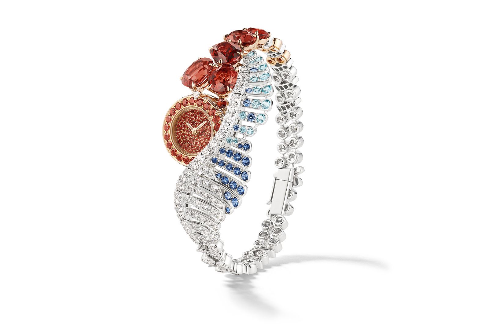  Ondes et Merveilles de Chaumet Escales Watch in white gold, pink gold, garnet, diamond, spinel, Paraiba tourmaline and sapphire
