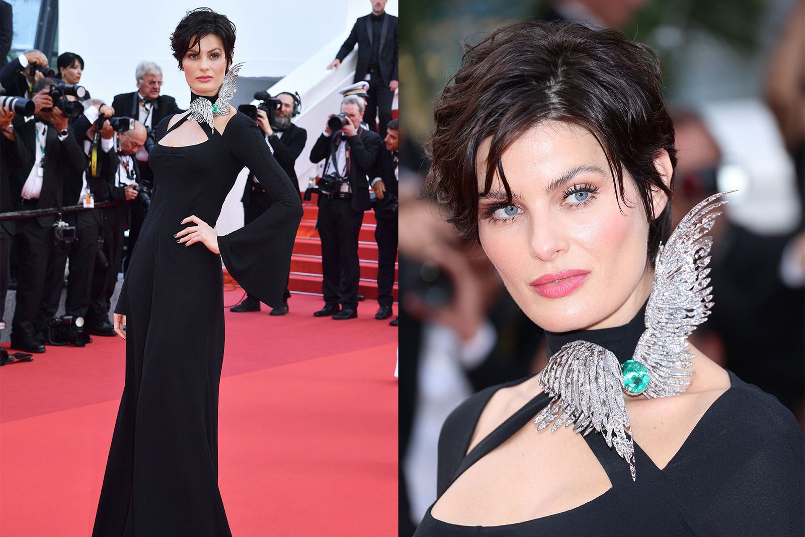  Brazilian model Isabeli Fontana wearing the Life 2022 brooch by Elsa Jin at the Cannes Film Festival 2022