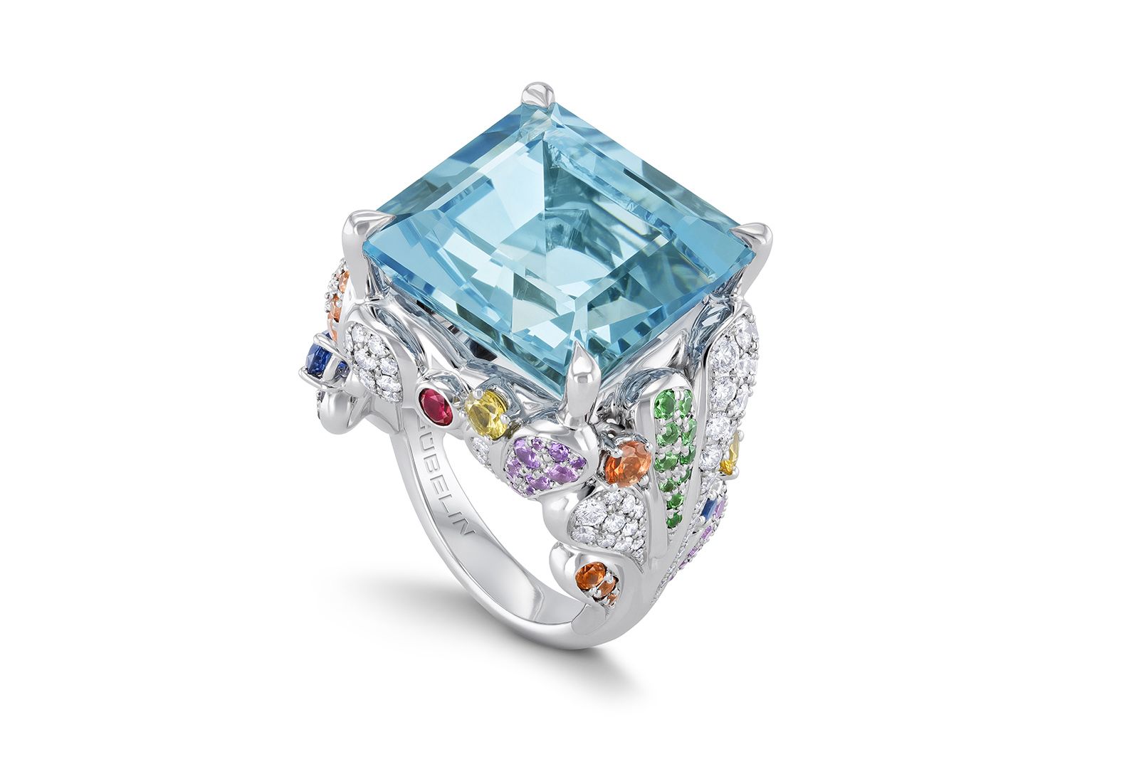  Gübelin Jewellery Grace of the Sea Anemone Cocktail ring also features coloured sapphires, tsavorites and brilliant-cut diamonds