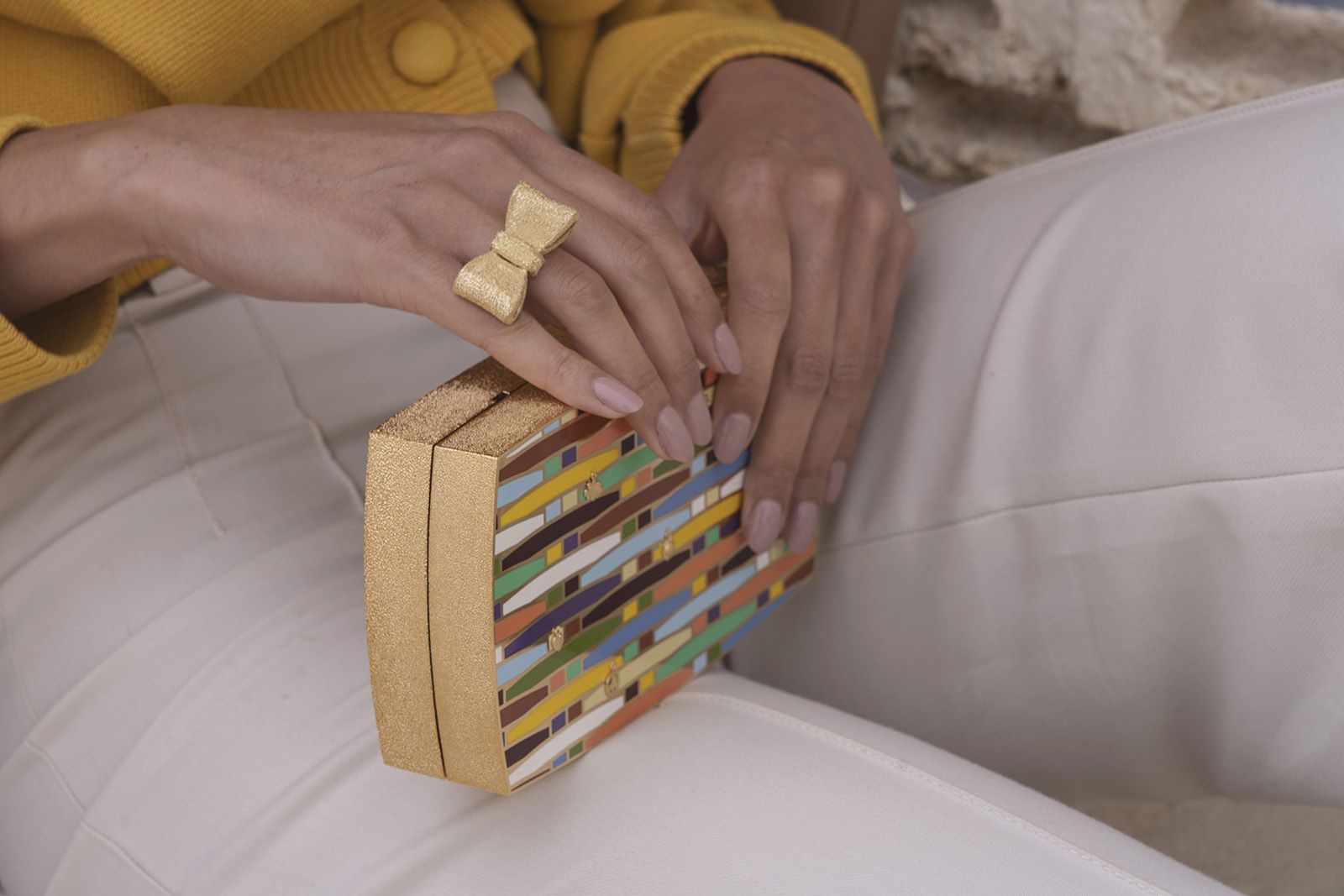 13BC x Carolina Bucci Clutch purse featuring brushed gold ring by Carolina Bucci